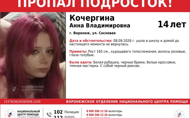 Не вернулась домой после школы: в Воронеже ищут 14-летнюю девочку