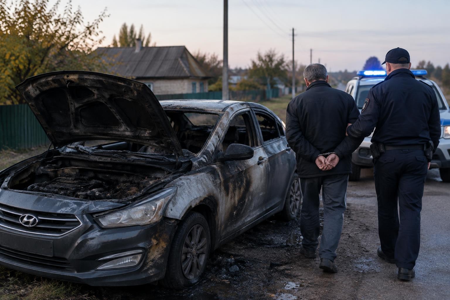 В селе Дракино задержали подозреваемого в поджоге Hyundai после застолья