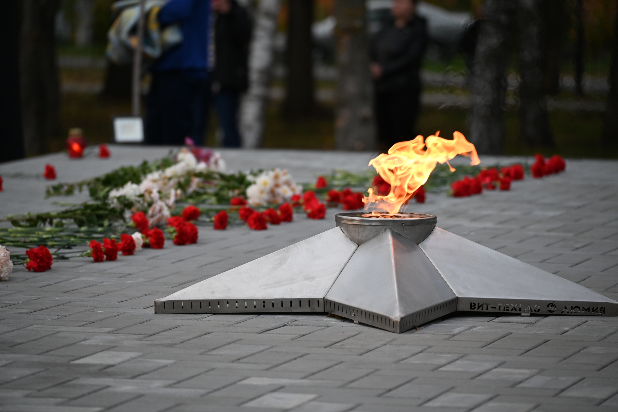 В Каширском зажгли Вечный огонь у обновленного мемориала