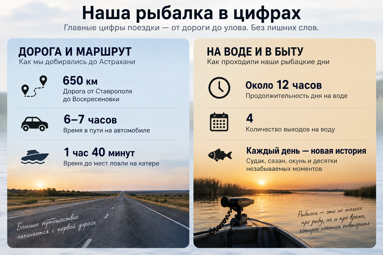 Инфографика: 650 километров от Ставрополя, 6–7 часов на машине, 1 час 40 минут на катере, около 12 часов на воде