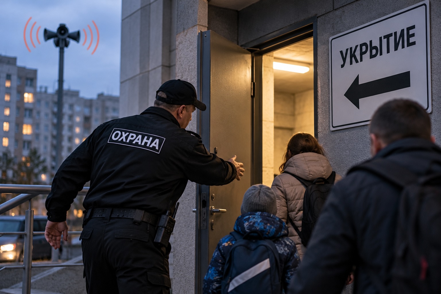 Охрана открывает вход в укрытие